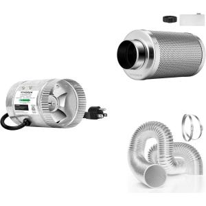 imageVIVOSUN 4 Inline Duct Fan 100 CFM 4 Air Carbon Filter Smellines Control and 4 8 Feet Flex Air Aluminum Ducting for HVAC Ventilation with Two 4 Inch Stainless Steel Clamps MultiLayer