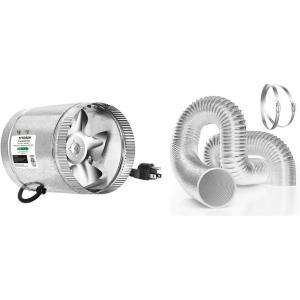 imageVIVOSUN 6 Inch Inline Duct Fan 240 CFM with 6 Inch 8 Feet NonInsulated Flex Air Aluminum Ducting