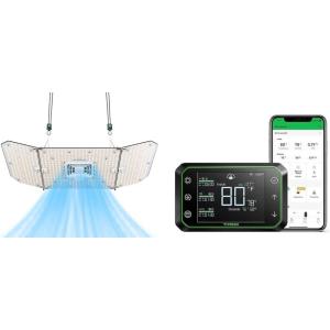 imageVIVOSUN AeroLight AW200SE and GrowHub Controller E42A Smart Environmental WiFiController with Temperature Humidity VPD Timer Cycle Schedule Controls for Grow Tent Cooling Ventilation Lighting