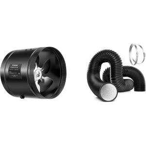 imageVIVOSUN Inline Booster Duct Fan 8 420 CFM and Dryer Vent Hose 8 inch Aluminum Foil Ducting 25FT Long HeavyDuty Dryer Hose Vent Kit for HVAC Ventilation Exhaust Duct Fan Systems