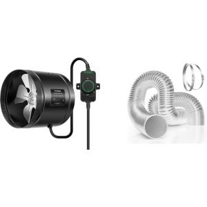 imageVIVOSUN Inline Booster Duct Fan 8 430 CFM with Speed Controller and 25 Feet 8 Inch Flex Air Aluminum Duct for Ventilation Ducting with 2pcs 8 Inch Stainless Steel Clamps