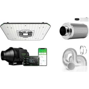 imageVIVOSUN Smart Grow System with AeroLight A100 100W LED Grow Light AeroZesh S4 4inch 208 CFM Inline Duct Fan and GrowHub E42 Controller 4 Inch Air Carbon Filter Smellines Control Air Ducting