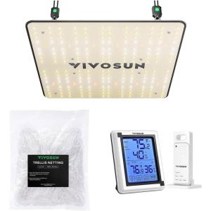 imageVIVOSUN VS1000 LED Grow Light Trellis Netting and Digital Hygrometer Sosen Driver Dimmable Lights Sunlike Full Spectrum