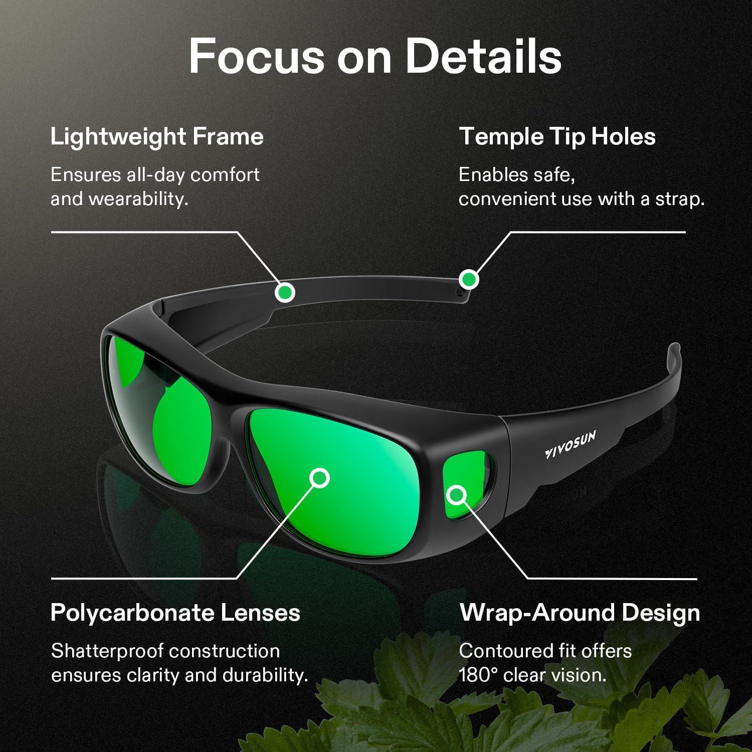 imageVIVOSUN VS1000 LED Grow Light and 2Pack Indoor Hydroponics LED Grow Room Glasses with Glasses Case