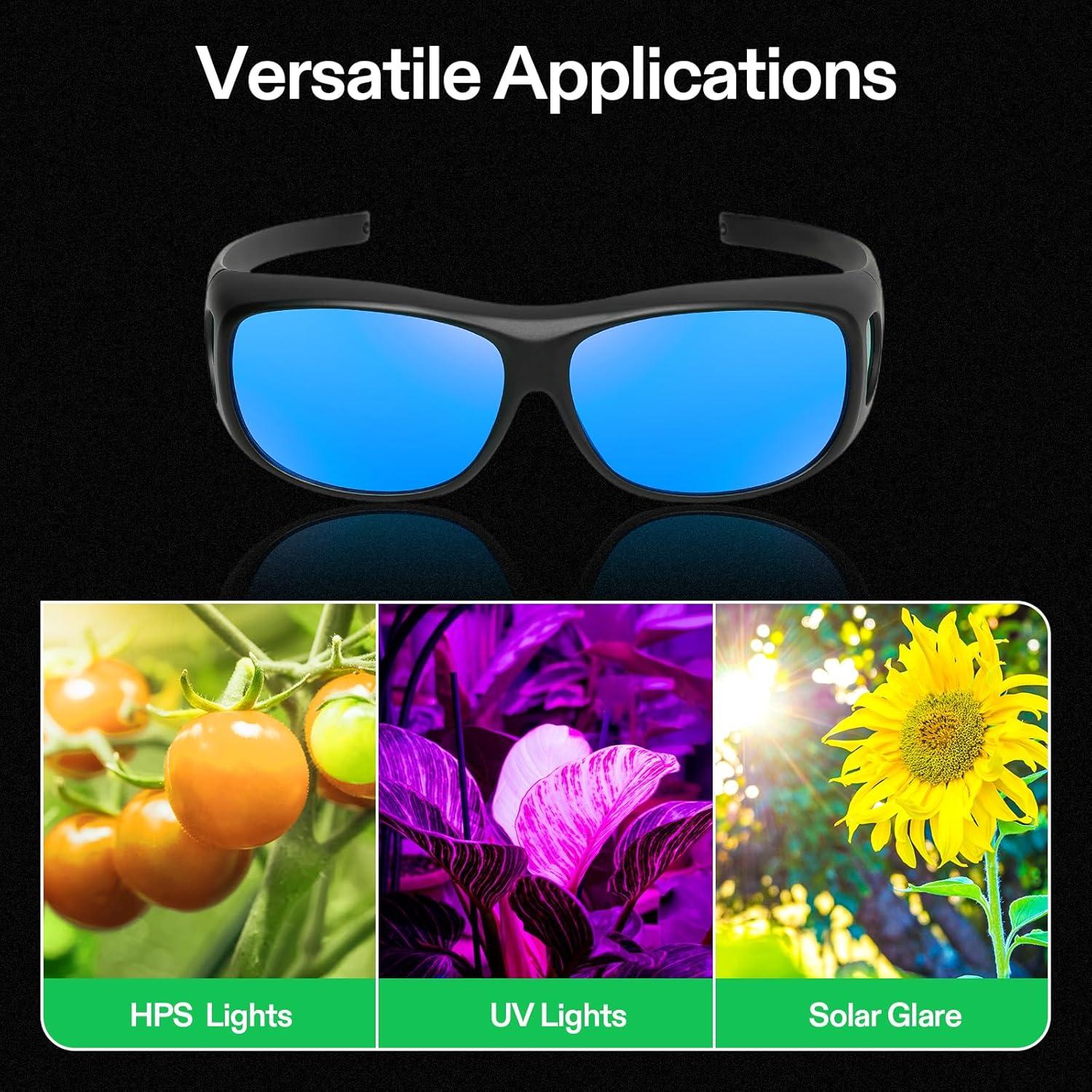 imageVIVOSUN VS2000 LED Grow Light and Indoor Hydroponics Anti UVA and UVB Grow Room Glasses Goggles with Glasses Case Blue