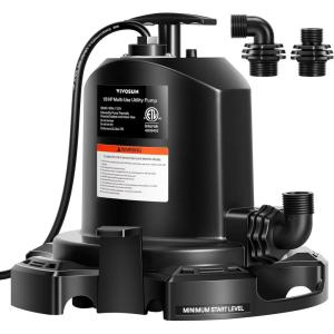 imageVIVOSUN Submersible Water Pump 14HP 1620GPH Utility Pump Thermoplastic Sump Pump with 10ft Cable Compact and Portable Ideal for Ponds Basements Swimming Pools Hot Tubs Draining18 HP1575 GPH