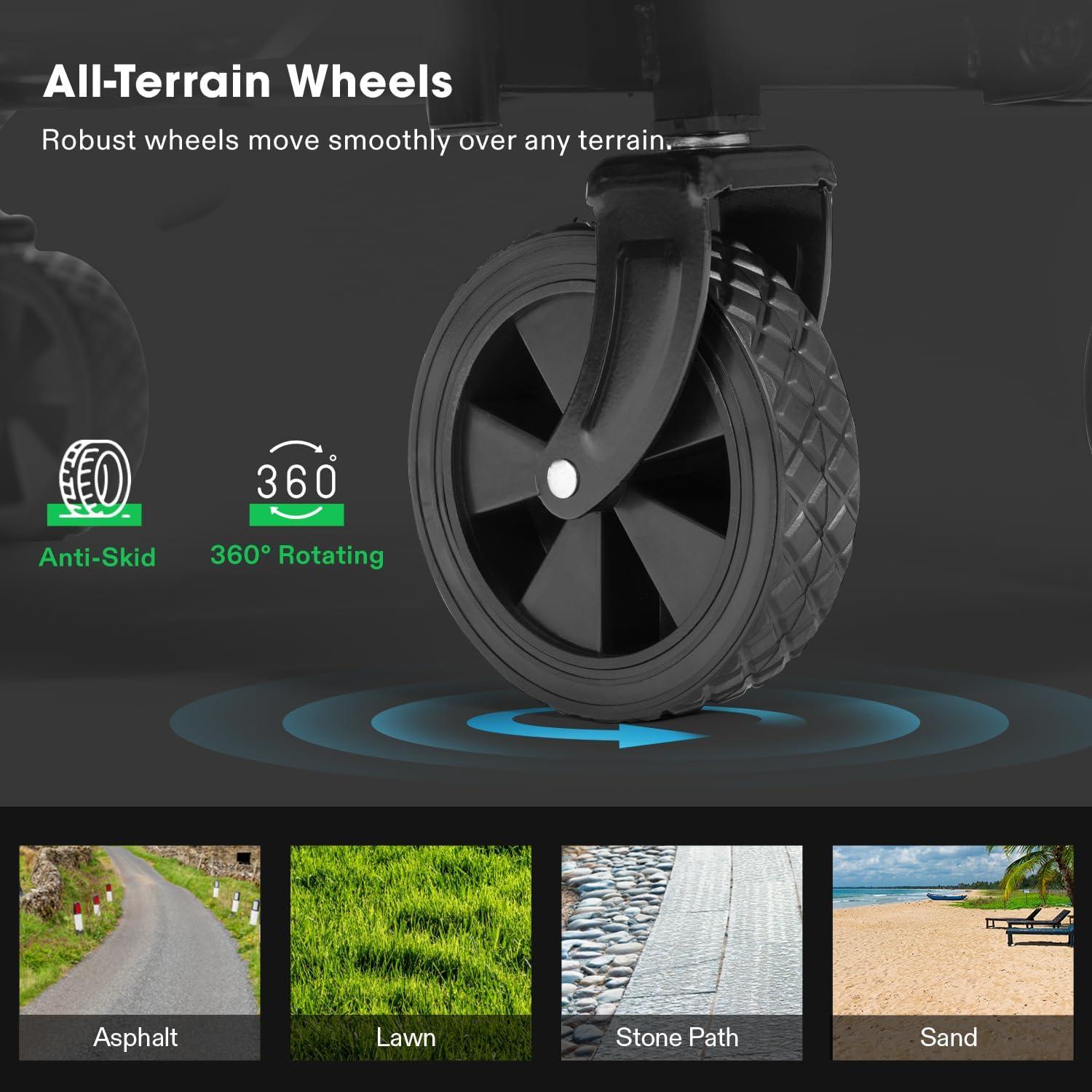 imageVIVOSUN Collapsible Folding Wagon Outdoor Utility with AllTerrain Wheels Adjustable Handle Cup Holders ampamp Side Pockets for Camping Shopping Garden 210Lbs Capacity BlackBlue