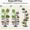 imageVIVOSUN Metal Plant Stand 6Tier Tall Vertical Planter Tower with SelfWatering Planters Modular Shelf for Indoor ampamp Outdoor Use