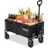 imageVIVOSUN Collapsible Folding Wagon Outdoor Utility with AllTerrain Wheels Adjustable Handle Cup Holders ampamp Side Pockets for Camping Shopping Garden 210Lbs Capacity BlackBlack