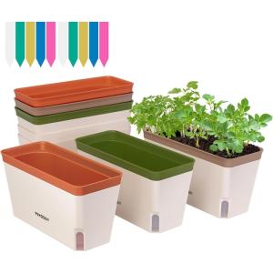 imageVIVOSUN SelfWatering Planters 6Pack 105 Inch Compact Rectangular Window Herb Planter Box with 10 PCS Plant Labels Plant Container for Basil Flowers Succulents Indoor ampamp Outdoor6