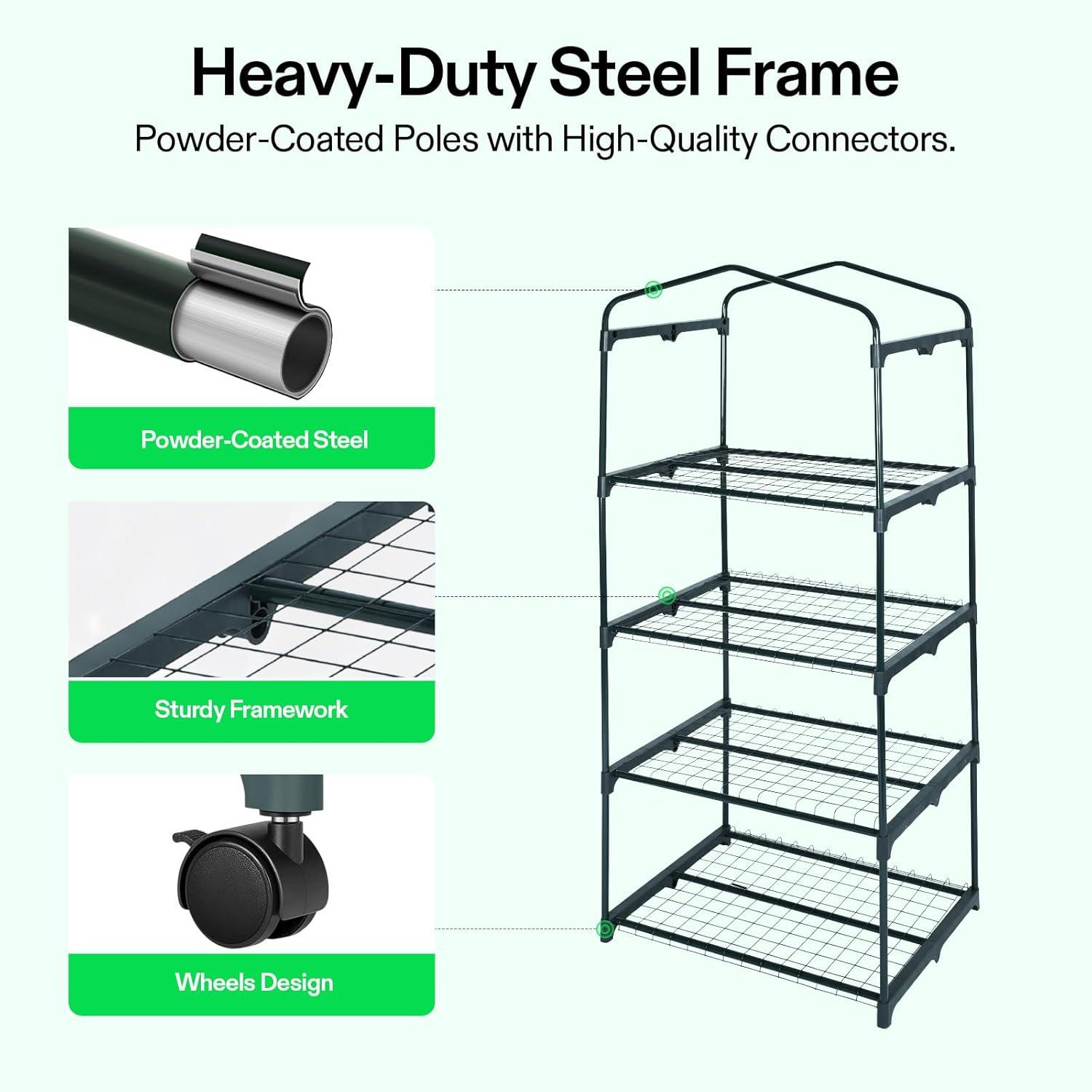 imageVIVOSUN 10x7x7 Ft Large Walk in Greenhouse Greenhouse Tunnel Garden Plant Hot House with Green PE Cover Rollup Zipper Door and Window for OutdoorClear PVC