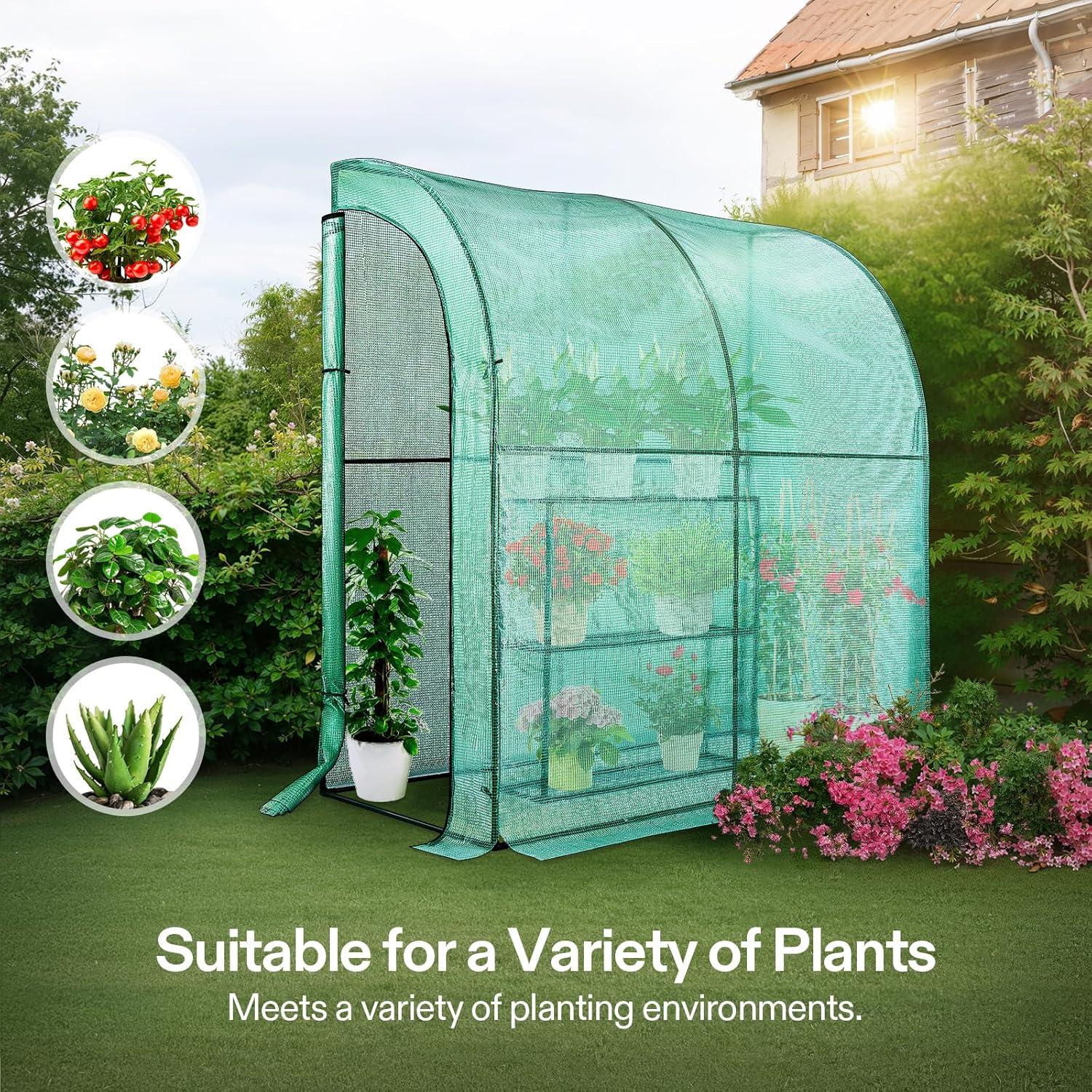 imageVIVOSUN 10x7x7 Ft Large Walk in Greenhouse Greenhouse Tunnel Garden Plant Hot House with Green PE Cover Rollup Zipper Door and Window for OutdoorGreen PE