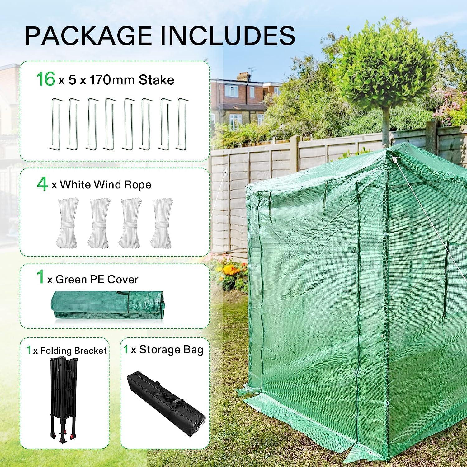 imageVIVOSUN 10x7x7 Ft Large Walk in Greenhouse Greenhouse Tunnel Garden Plant Hot House with Green PE Cover Rollup Zipper Door and Window for OutdoorGreen PE