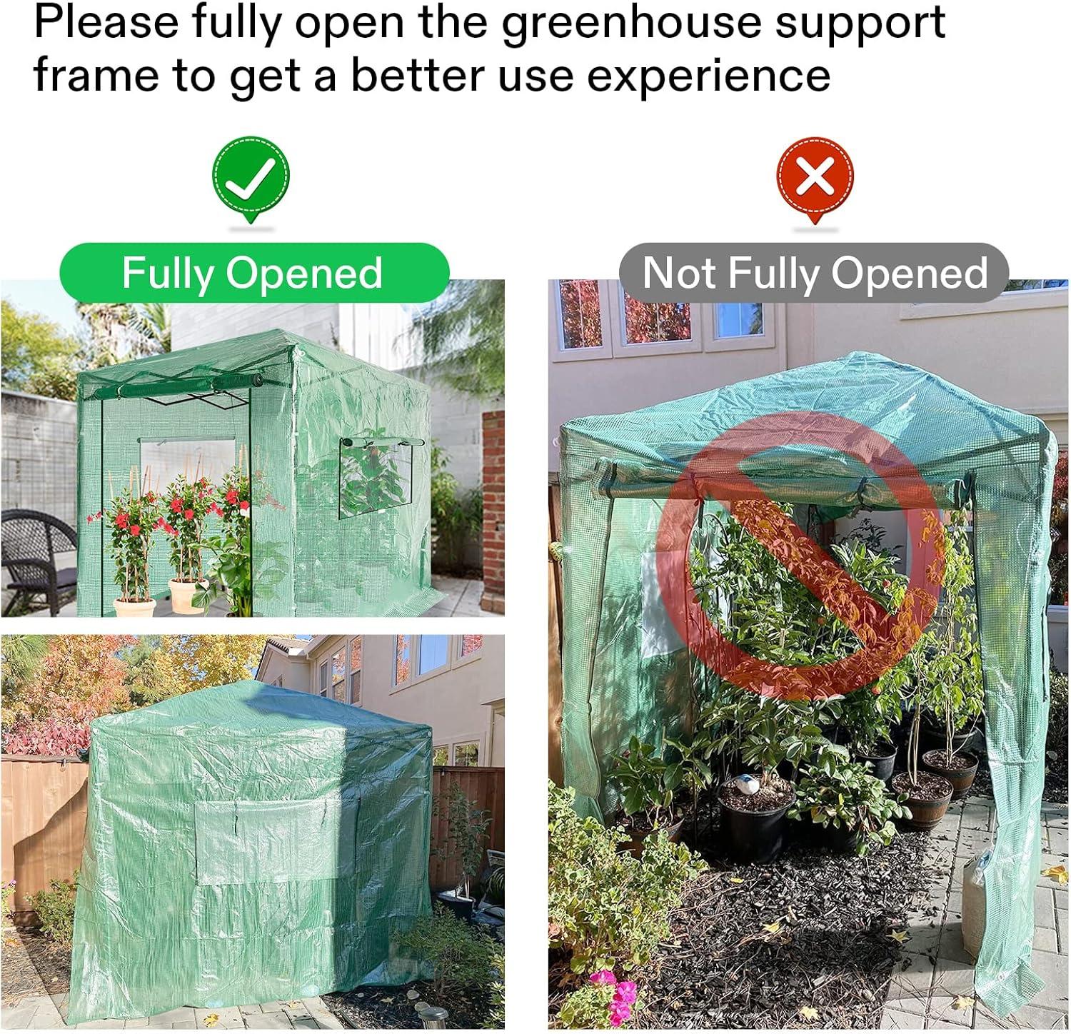 imageVIVOSUN 10x7x7 Ft Large Walk in Greenhouse Greenhouse Tunnel Garden Plant Hot House with Green PE Cover Rollup Zipper Door and Window for OutdoorGreen PE