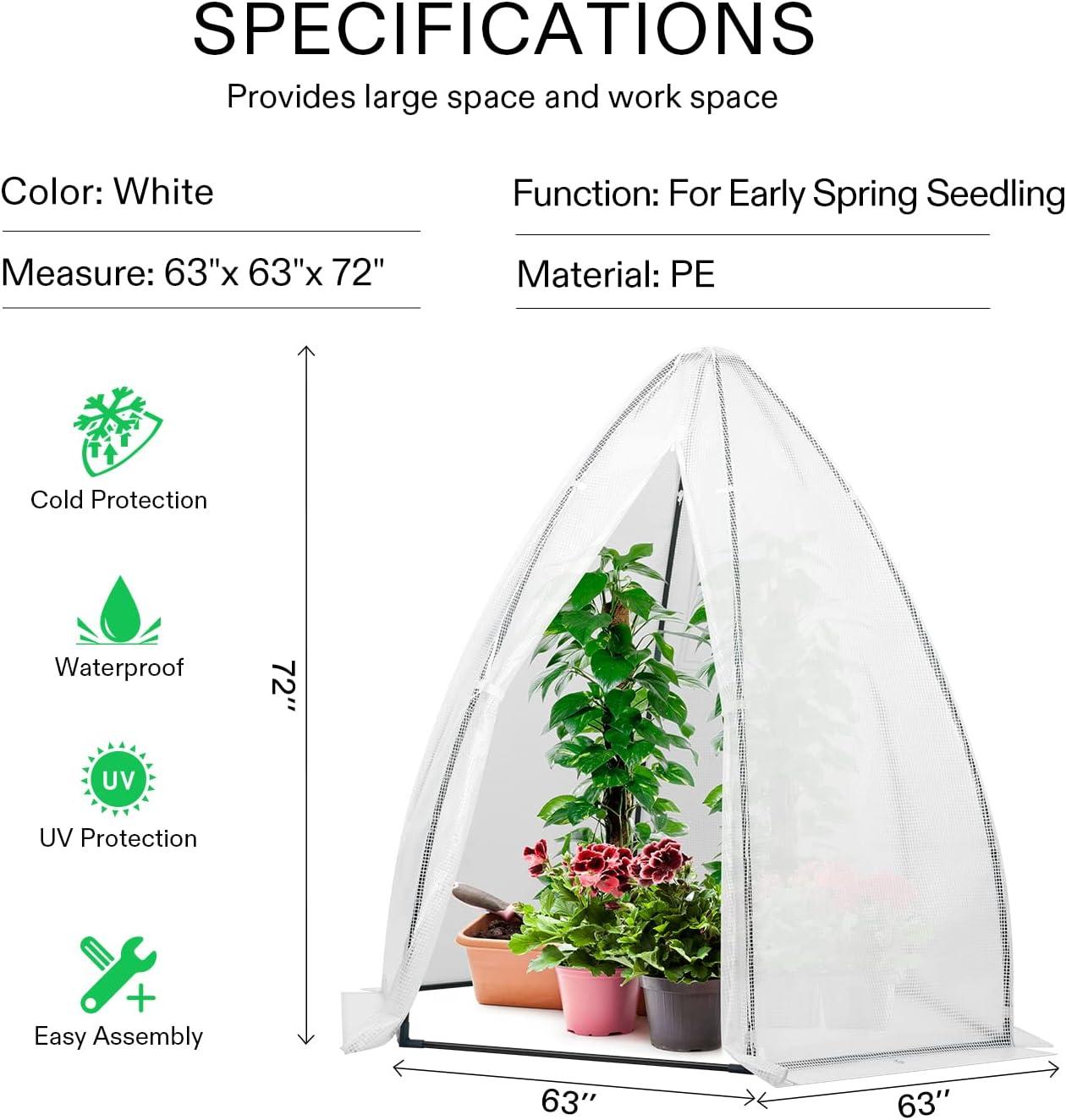 imageVIVOSUN 10x7x7 Ft Large Walk in Greenhouse Greenhouse Tunnel Garden Plant Hot House with Green PE Cover Rollup Zipper Door and Window for OutdoorWhite PE