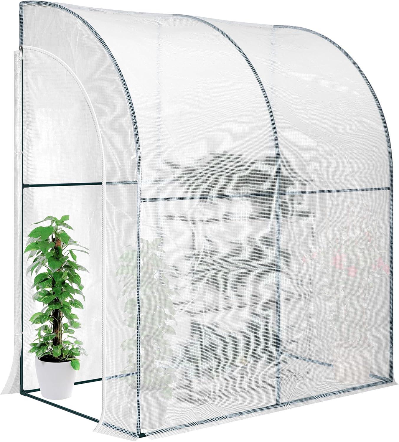 imageVIVOSUN 10x7x7 Ft Large Walk in Greenhouse Greenhouse Tunnel Garden Plant Hot House with Green PE Cover Rollup Zipper Door and Window for OutdoorWhite PE