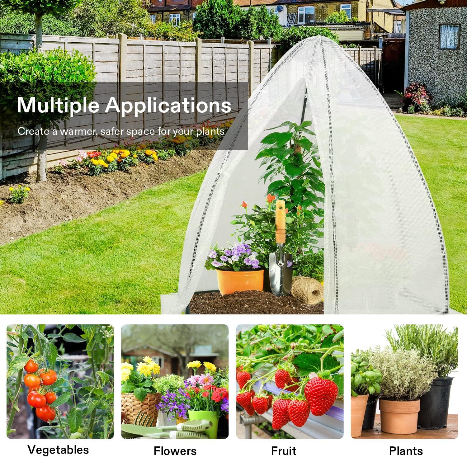 imageVIVOSUN 10x7x7 Ft Large Walk in Greenhouse Greenhouse Tunnel Garden Plant Hot House with Green PE Cover Rollup Zipper Door and Window for OutdoorWhite PE