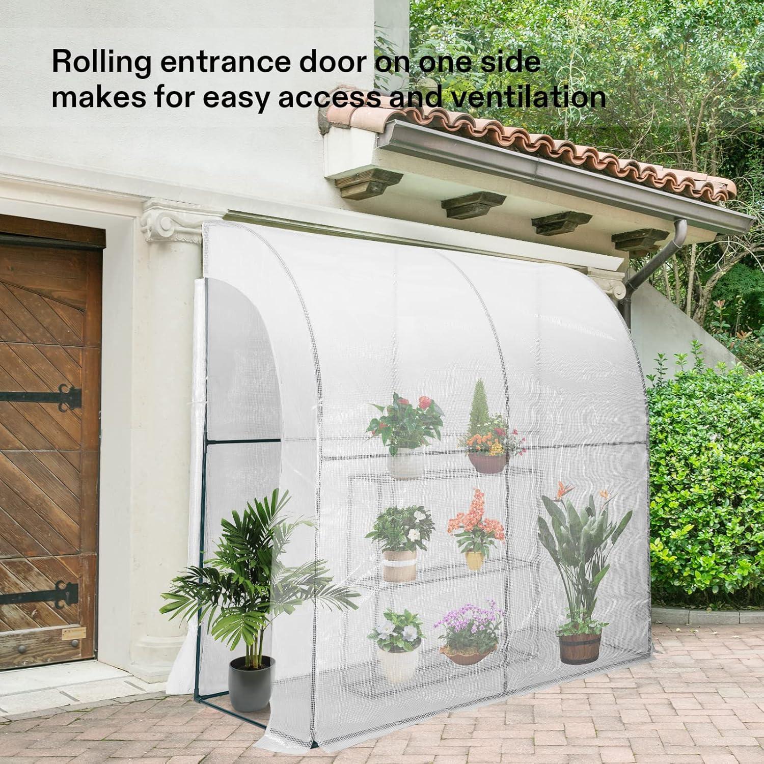 imageVIVOSUN 10x7x7 Ft Large Walk in Greenhouse Greenhouse Tunnel Garden Plant Hot House with Green PE Cover Rollup Zipper Door and Window for OutdoorWhite PE