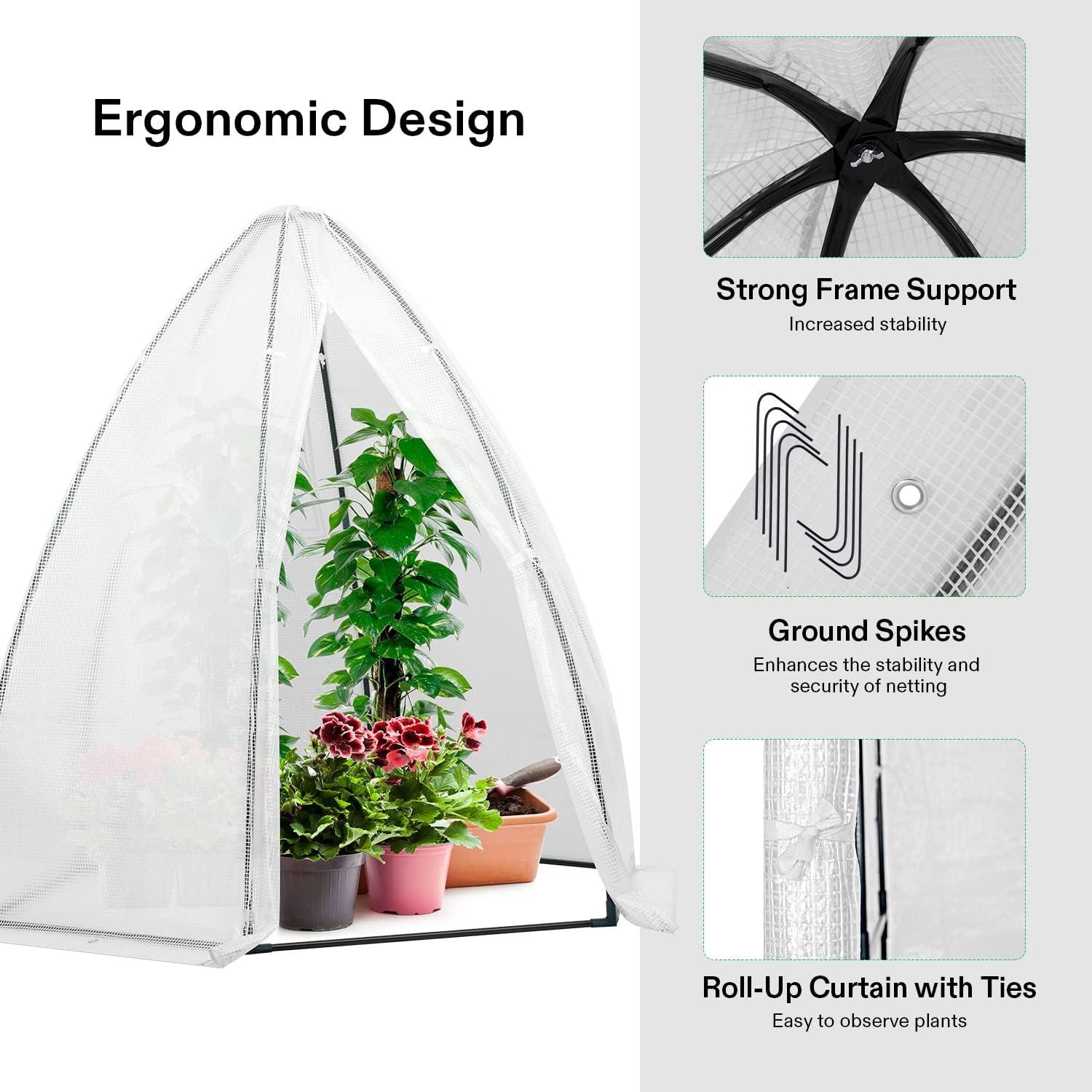 imageVIVOSUN 10x7x7 Ft Large Walk in Greenhouse Greenhouse Tunnel Garden Plant Hot House with Green PE Cover Rollup Zipper Door and Window for OutdoorWhite PE