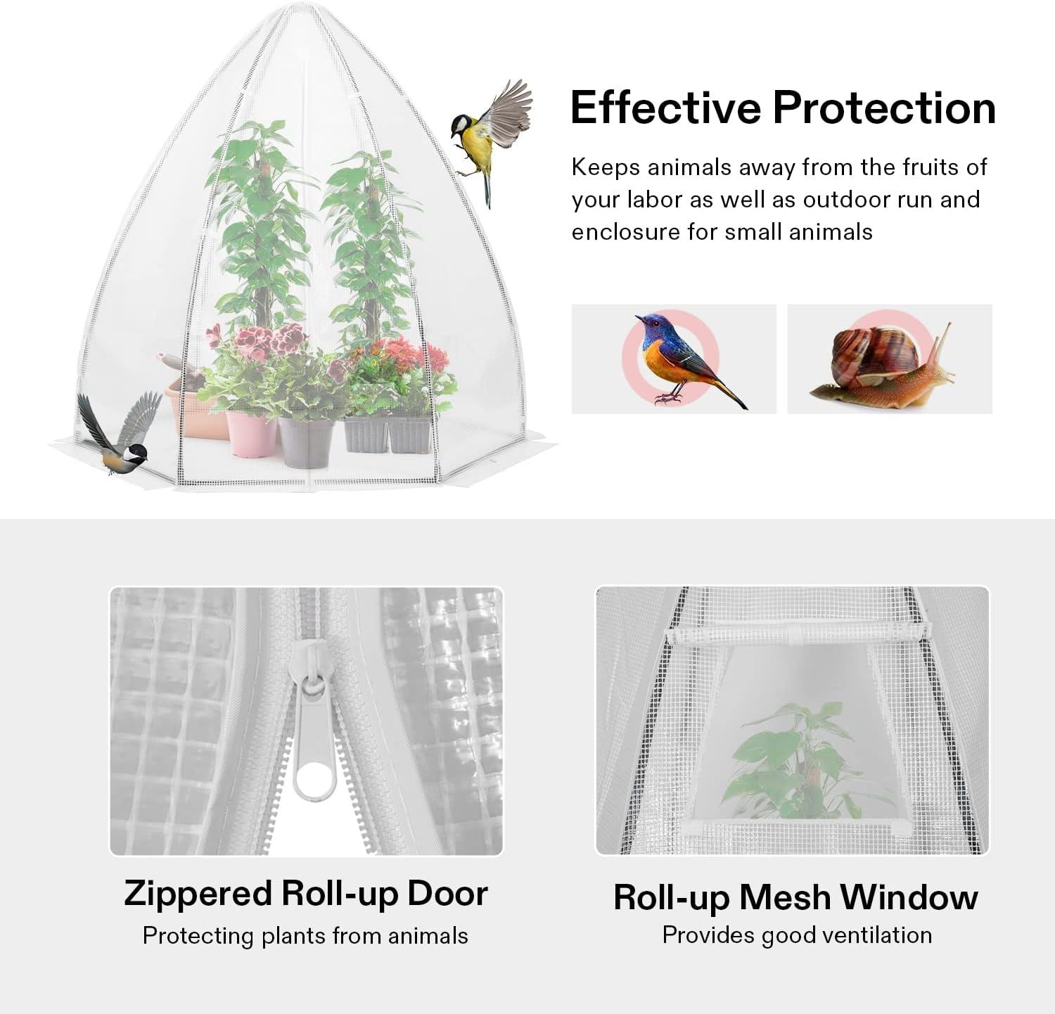 imageVIVOSUN 10x7x7 Ft Large Walk in Greenhouse Greenhouse Tunnel Garden Plant Hot House with Green PE Cover Rollup Zipper Door and Window for OutdoorWhite PE
