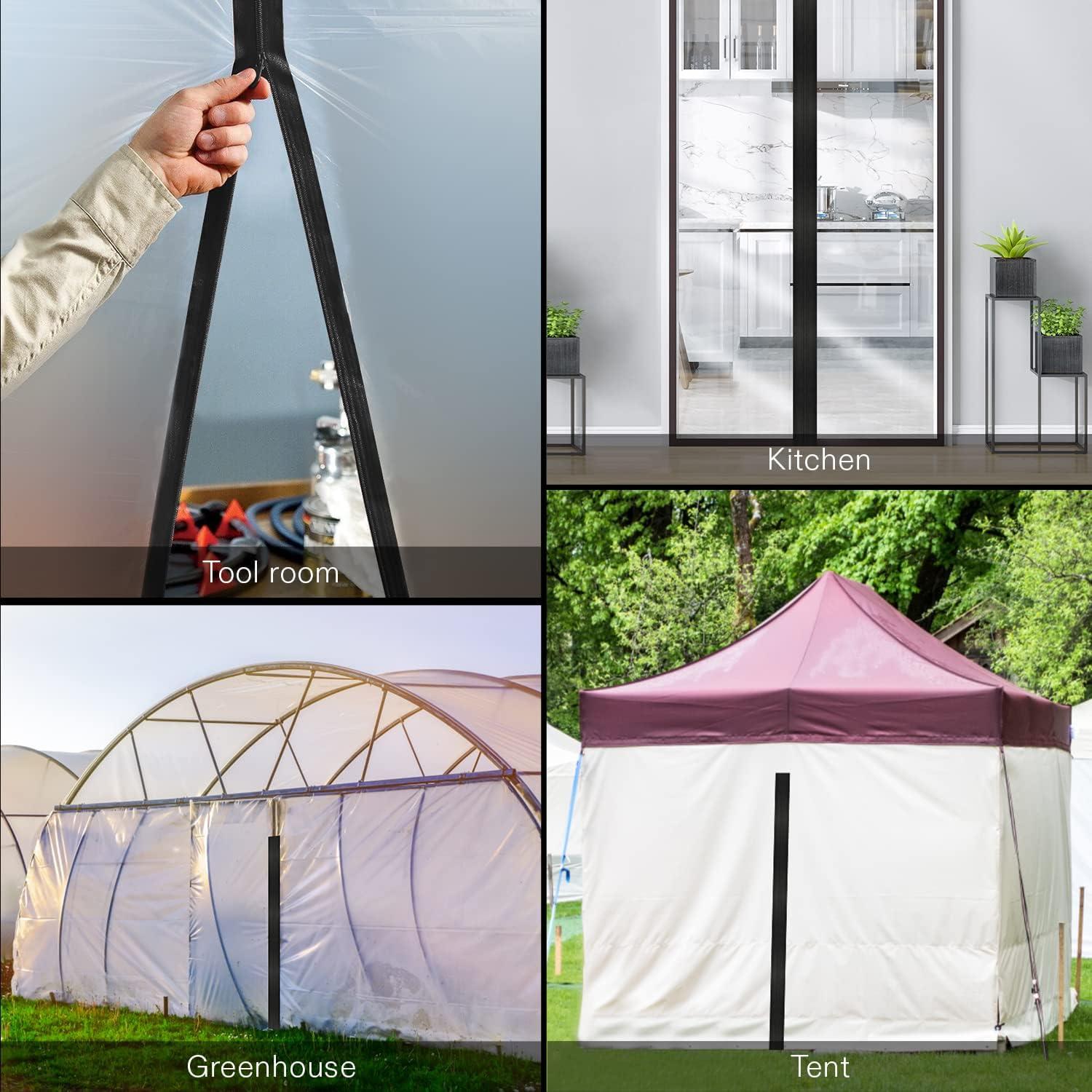 imageVIVOSUN 1Pack Self Adhesive Zipper Door for Debris Barriers 3In x 7Ft Peel ampamp Stick HeavyDuty ampamp DoubleSided Zipper for Tarp Greenhouse Indoor Outdoor Tent Black2 Pack