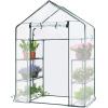 imageVIVOSUN 10x7x7 Ft Large Walk in Greenhouse Greenhouse Tunnel Garden Plant Hot House with Green PE Cover Rollup Zipper Door and Window for OutdoorClear PVC
