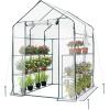 imageVIVOSUN 10x7x7 Ft Large Walk in Greenhouse Greenhouse Tunnel Garden Plant Hot House with Green PE Cover Rollup Zipper Door and Window for OutdoorClear PVC