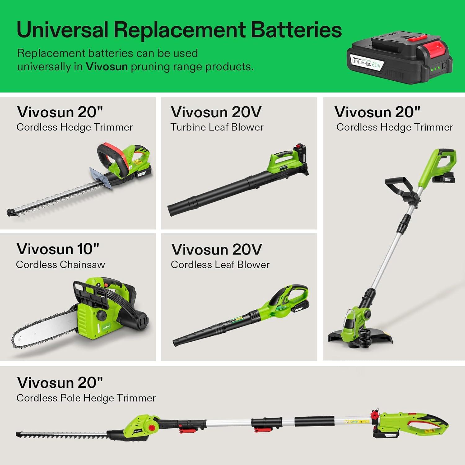 imageVIVOSUN 12 Cordless String Trimmer and Edger 20V 20Ah Weed Eater 2Speed Control with Adjustable Head Pole ampamp Handle Spool Lightweight ampamp Compact Trimmer 2Pcs Batteries and Fast Charger IncludedString Trimmer with 20V Battery x2 Pack