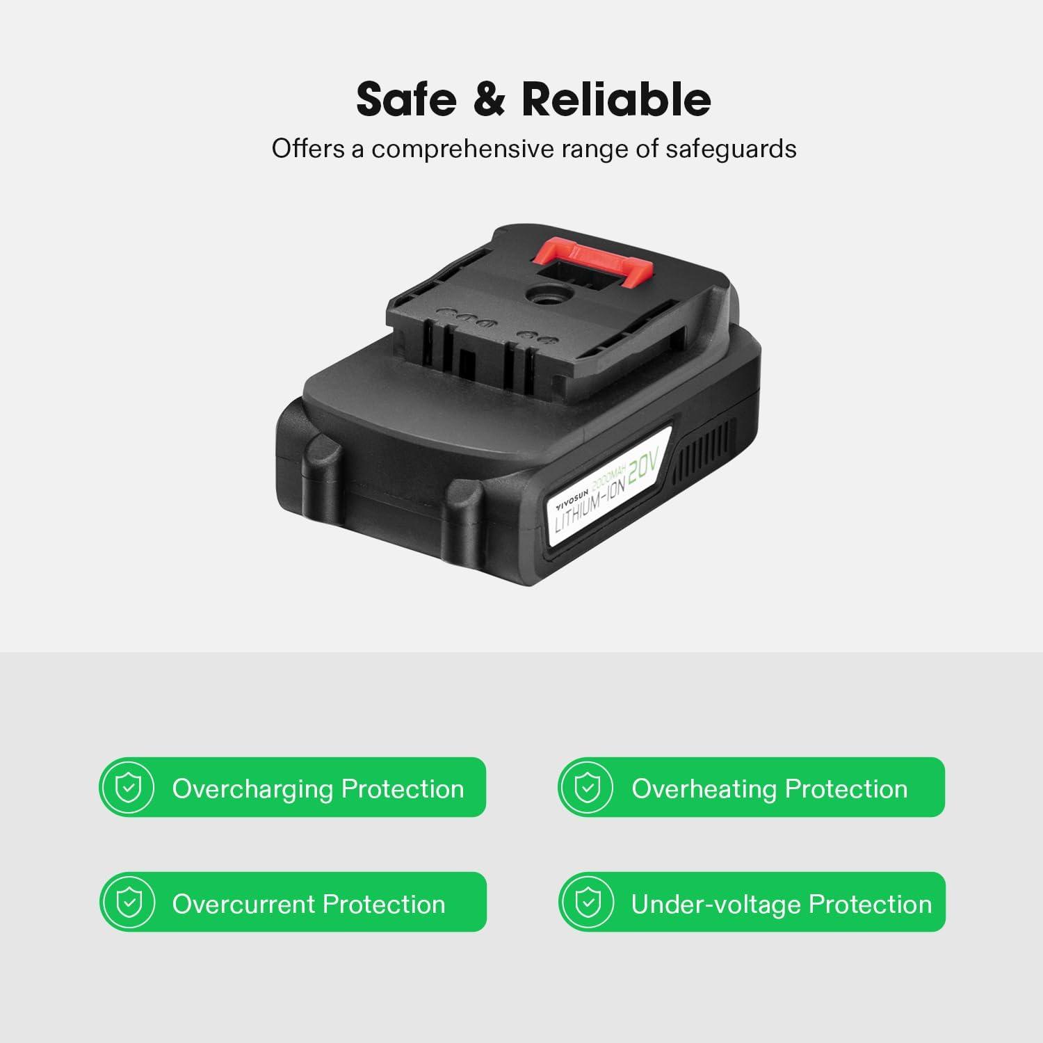 imageVIVOSUN 20V 20Ah Battery Lithium Ion Battery Compatible 20V Cordless Pruning Range Products