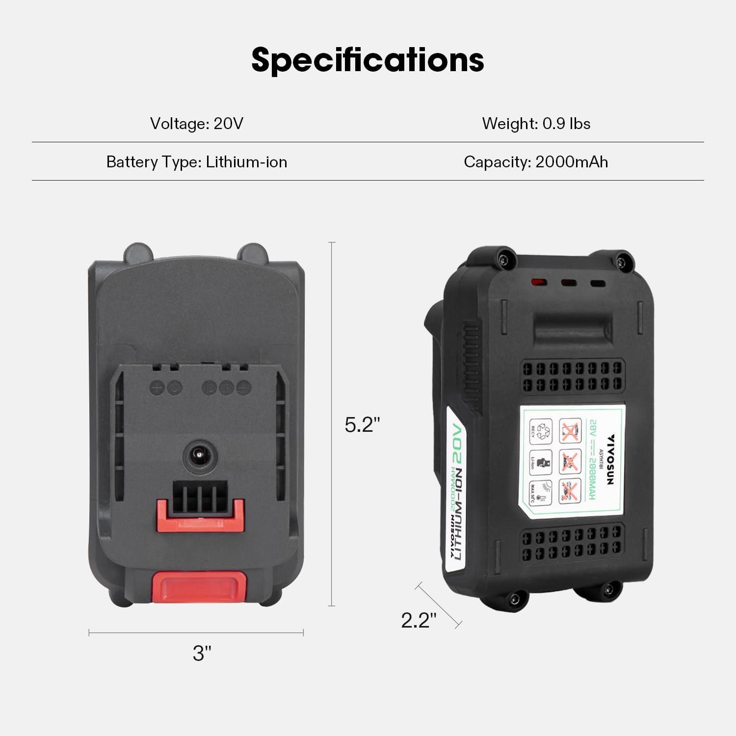imageVIVOSUN 20V 20Ah Battery Lithium Ion Battery Compatible 20V Cordless Pruning Range Products