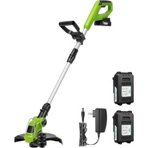 imageVIVOSUN 12 Cordless String Trimmer and Edger 20V 20Ah Weed Eater 2Speed Control with Adjustable Head Pole ampamp Handle Spool Lightweight ampamp Compact Trimmer 2Pcs Batteries and Fast Charger IncludedString Trimmer with 20V Battery x2 Pack