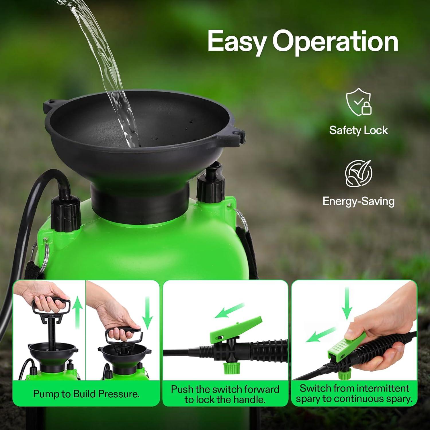 imageVIVOSUN 135Gallon Pump Pressure Sprayer Pressurized Lawn ampamp Garden Water Spray Bottle with Adjustable Shoulder Strap for Spraying Plants Garden Watering and Household CleaningGreen