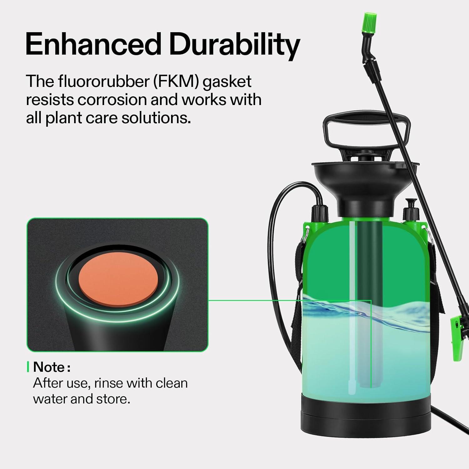 imageVIVOSUN 135Gallon Pump Pressure Sprayer Pressurized Lawn ampamp Garden Water Spray Bottle with Adjustable Shoulder Strap for Spraying Plants Garden Watering and Household CleaningGreen