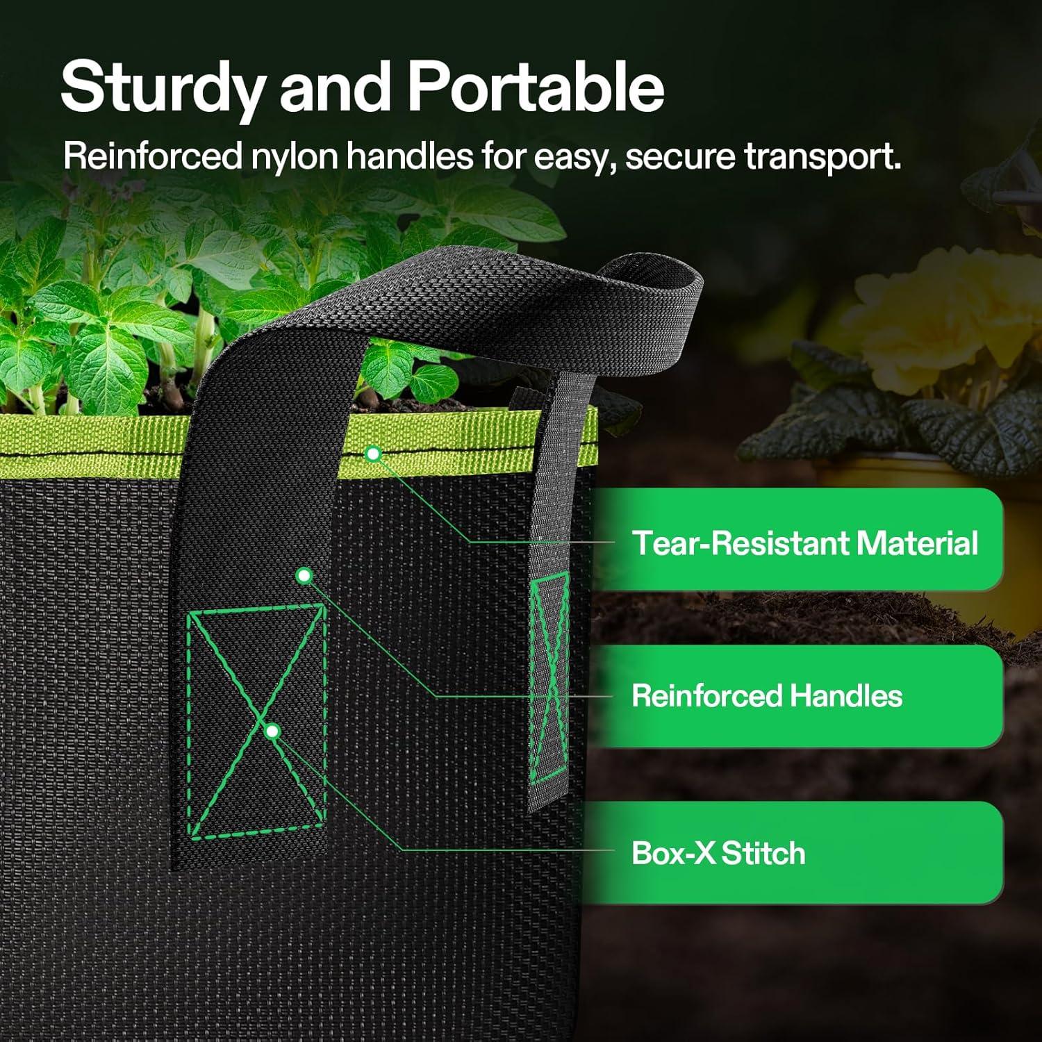 imageVIVOSUN 3Pack 5Gallon AeroBase Grow Bags Durable Mesh Fabric Plant Container with Breathable Base and Sturdy Handles Black5 Gallons