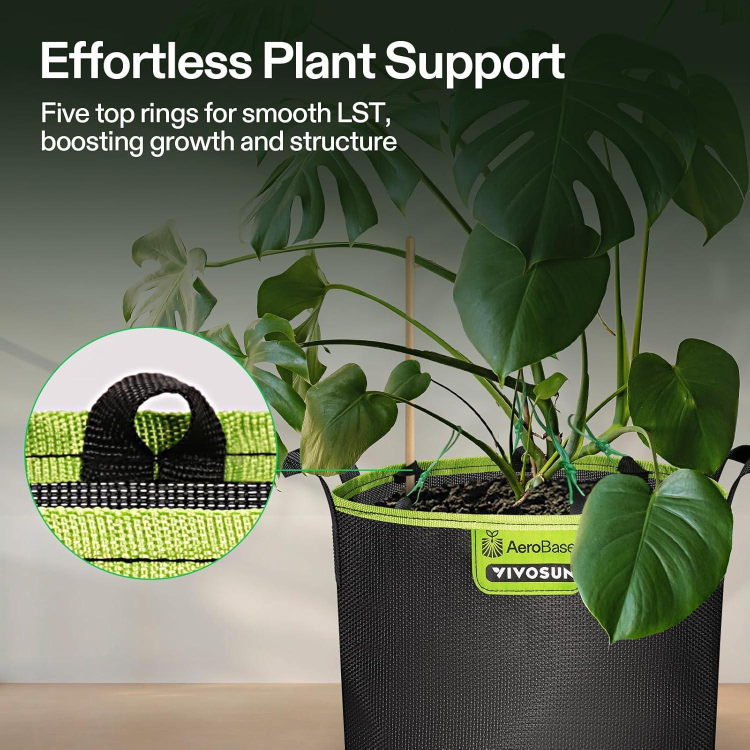 imageVIVOSUN 3Pack 5Gallon AeroBase Grow Bags Durable Mesh Fabric Plant Container with Breathable Base and Sturdy Handles Black7 Gallons