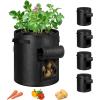 imageVIVOSUN 5Pack 10 Gallon Potato Grow Bags for Growing Potatoes Fabric Potato Pots with Handle and Rollup Window Potato Growing Containers Potato Planter Potato Planter for Growing Potatoes BlackBlack