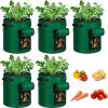 imageVIVOSUN 5Pack 10 Gallon Potato Grow Bags for Growing Potatoes Fabric Potato Pots with Handle and Rollup Window Potato Growing Containers Potato Planter Potato Planter for Growing Potatoes BlackGreen