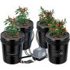 imageVIVOSUN DWC Hydroponics Grow System with Top Drip Kit 5Gallon Deep Water Culture Recirculating Drip Garden System with MultiPurpose Air Hose Air Pump and Air Stone 2 Buckets  Top Drip Kit4 Buckets  Top Drip Kit