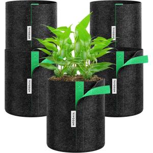imageVIVOSUN 5Pack 1 Gallon Grow Bags Fabric Pots with SelfAdhesion Sides for Transplanting1 gallon