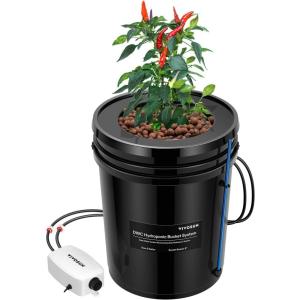 imageVIVOSUN DWC Hydroponics Grow System with Top Drip Kit 5Gallon Deep Water Culture Recirculating Drip Garden System with MultiPurpose Air Hose Air Pump and Air Stone 2 Buckets  Top Drip Kit1 Bucket  Top Drip Kit
