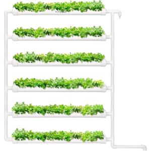 imageVIVOSUN Hydroponics Growing System 90 Plant Sites 3 Layers 10 FoodGrade PVCU Pipes Hydroponic Gardening System Grow Kit with Water Pump Pump Timer Nest Basket and Sponge for Leafy Vegetables54Wall mounted