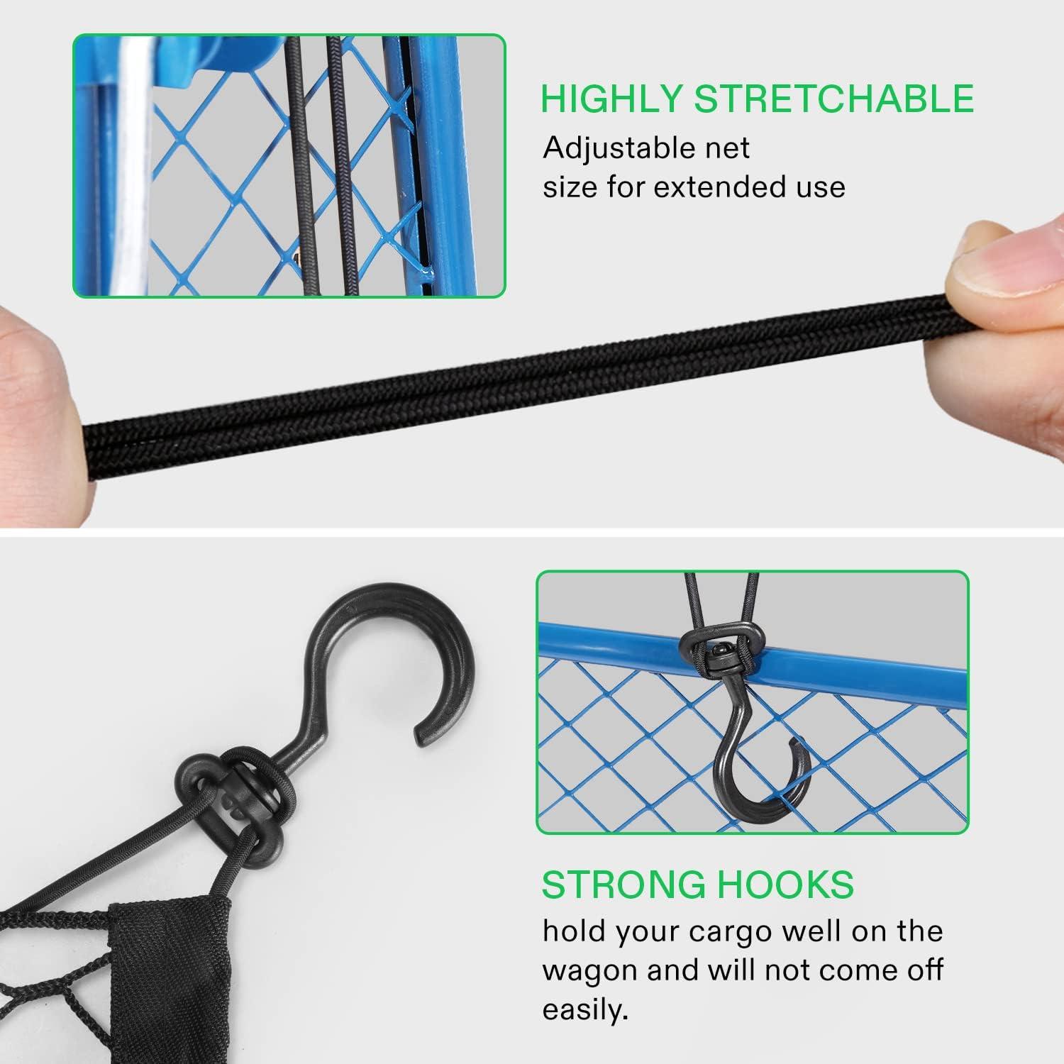 imageVIVOSUN Cargo Net for Garden Wagon 36quot X 30quot Heavy Duty Nylon Netting with Storage Bag for Folding Wagon Beach Cart Garden Cart Trolley Cart Black36 X 30 Pack of 2