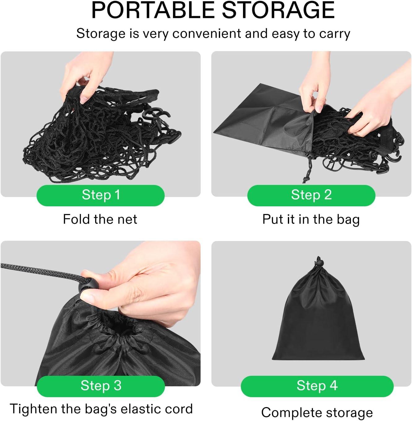 imageVIVOSUN Cargo Net for Garden Wagon 36quot X 30quot Heavy Duty Nylon Netting with Storage Bag for Folding Wagon Beach Cart Garden Cart Trolley Cart Black36 X 30