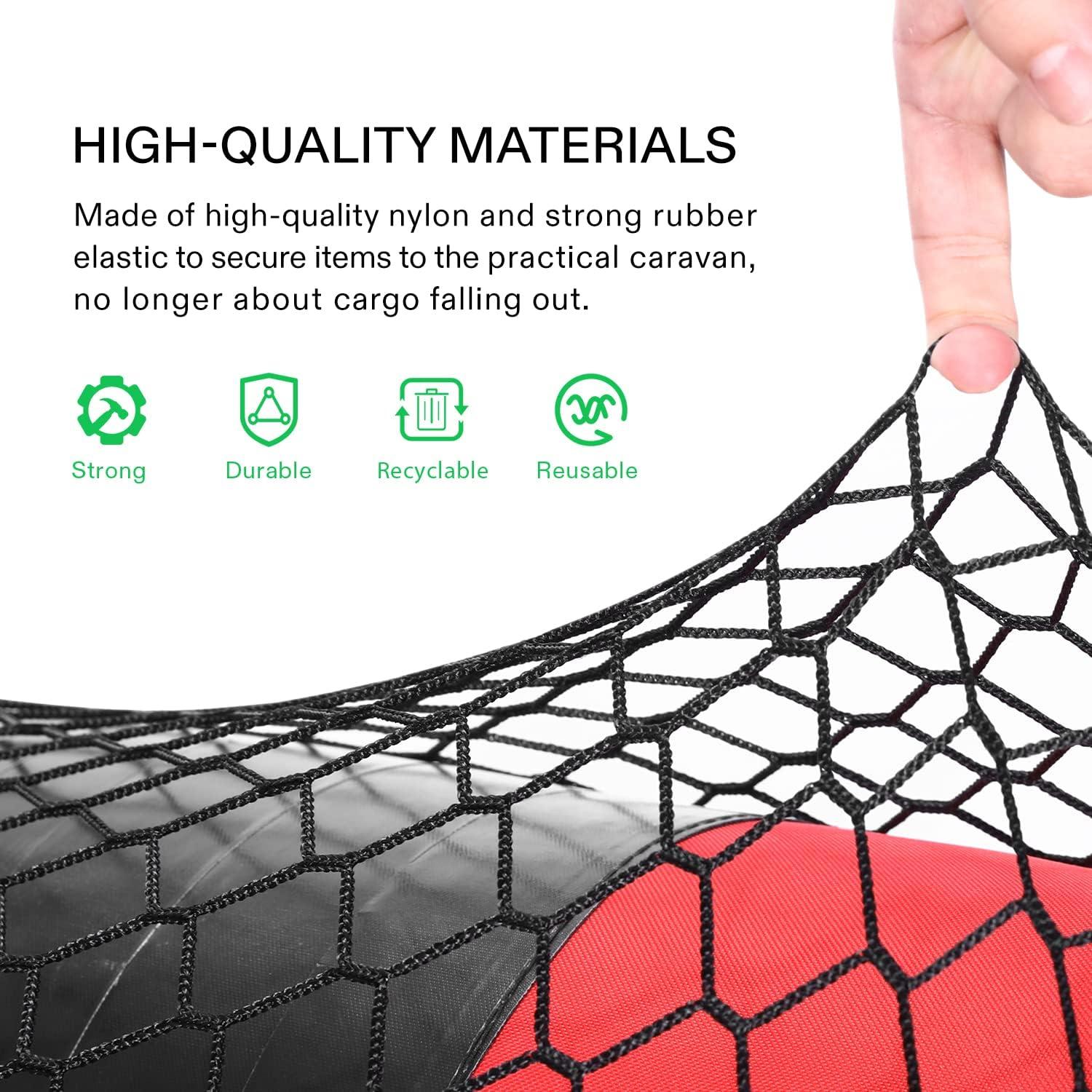 imageVIVOSUN Cargo Net for Garden Wagon 36quot X 30quot Heavy Duty Nylon Netting with Storage Bag for Folding Wagon Beach Cart Garden Cart Trolley Cart Black36 X 30