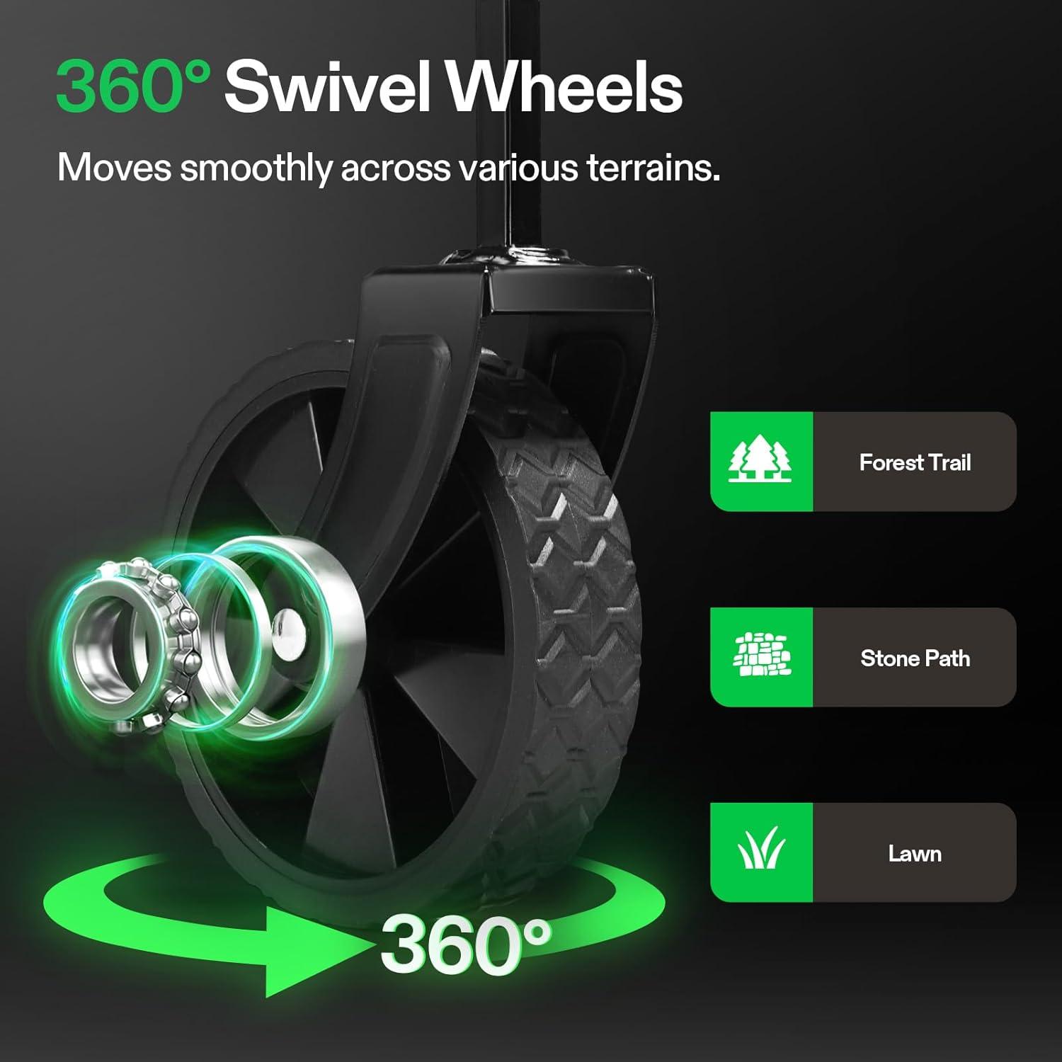 imageVIVOSUN Collapsible Wagon with Side Gates 220lb LoadBearing Outdoor Utility with AllTerrain Wheels Adjustable Handle Cup Holders for Camping Shopping Garden Sports Picnic Black