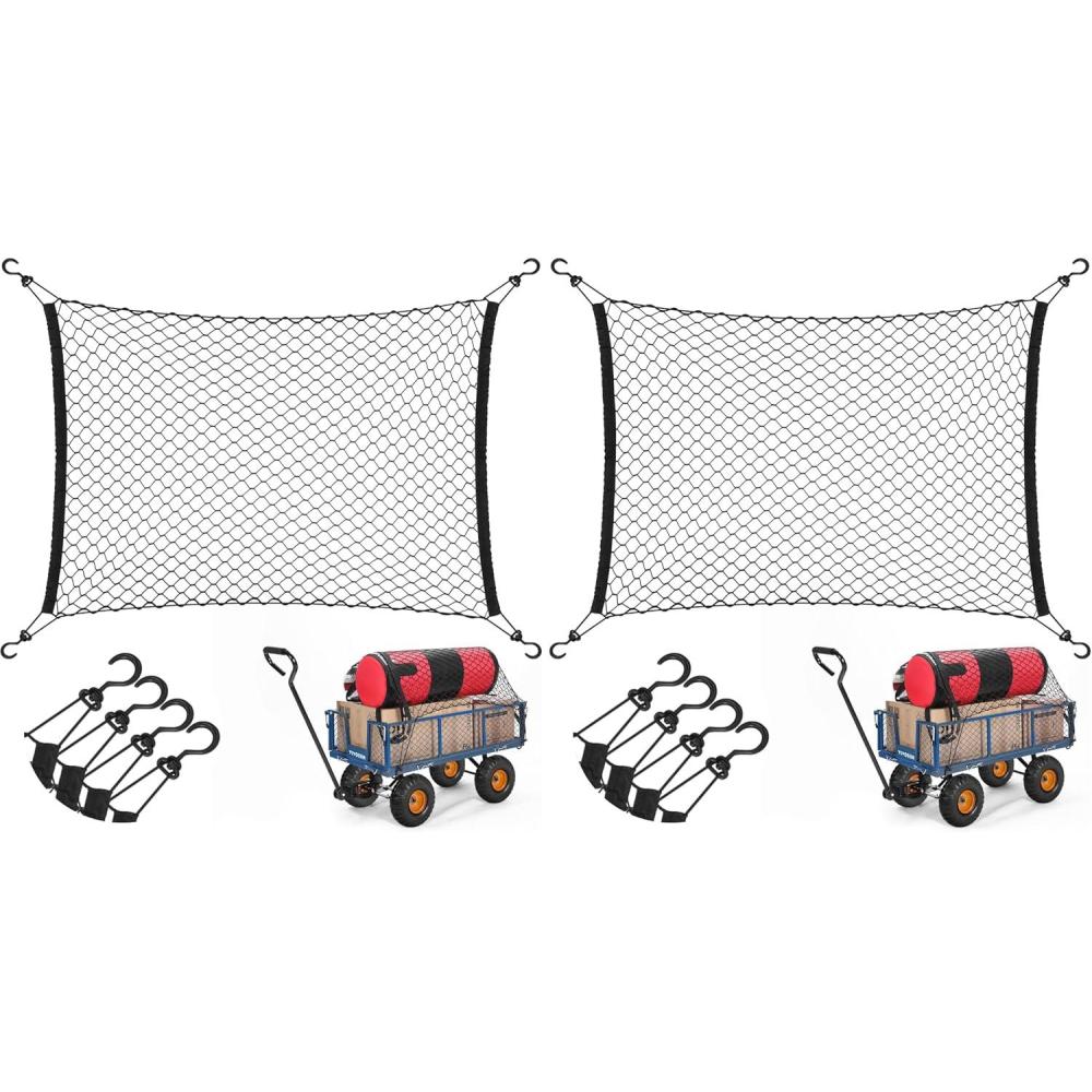 imageVIVOSUN Cargo Net for Garden Wagon 36quot X 30quot Heavy Duty Nylon Netting with Storage Bag for Folding Wagon Beach Cart Garden Cart Trolley Cart Black36 X 30 Pack of 2