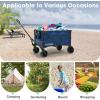 imageVIVOSUN Collapsible Folding Wagon Outdoor Utility with Silent AllTerrain Wide Wheels Adjustable Handle Cup Holders ampamp Side Pockets for Camping Beach Shopping Garden Sports Picnic BlackBlue
