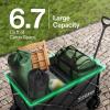 imageVIVOSUN Collapsible Folding Wagon Outdoor Utility with Silent AllTerrain Wide Wheels Adjustable Handle Cup Holders ampamp Side Pockets for Camping Beach Shopping Garden Sports Picnic BlackBlack