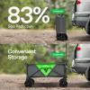 imageVIVOSUN Collapsible Folding Wagon Outdoor Utility with Silent Universal Wheels Cup Holders ampamp Side Pockets Adjustable Handle for Camping Garden Sports Picnic Shopping 220LBS Grey ampamp Green