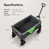 imageVIVOSUN Collapsible Folding Wagon Outdoor Utility with Silent Universal Wheels Cup Holders ampamp Side Pockets Adjustable Handle for Camping Garden Sports Picnic Shopping 220LBS Grey ampamp Green
